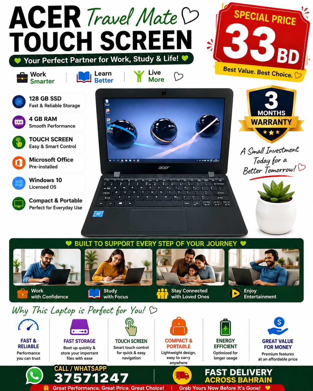 Sanad, Computers, BHD 33,  ✨ Touch Your Future With The ACER TravelMate Touch Screen!