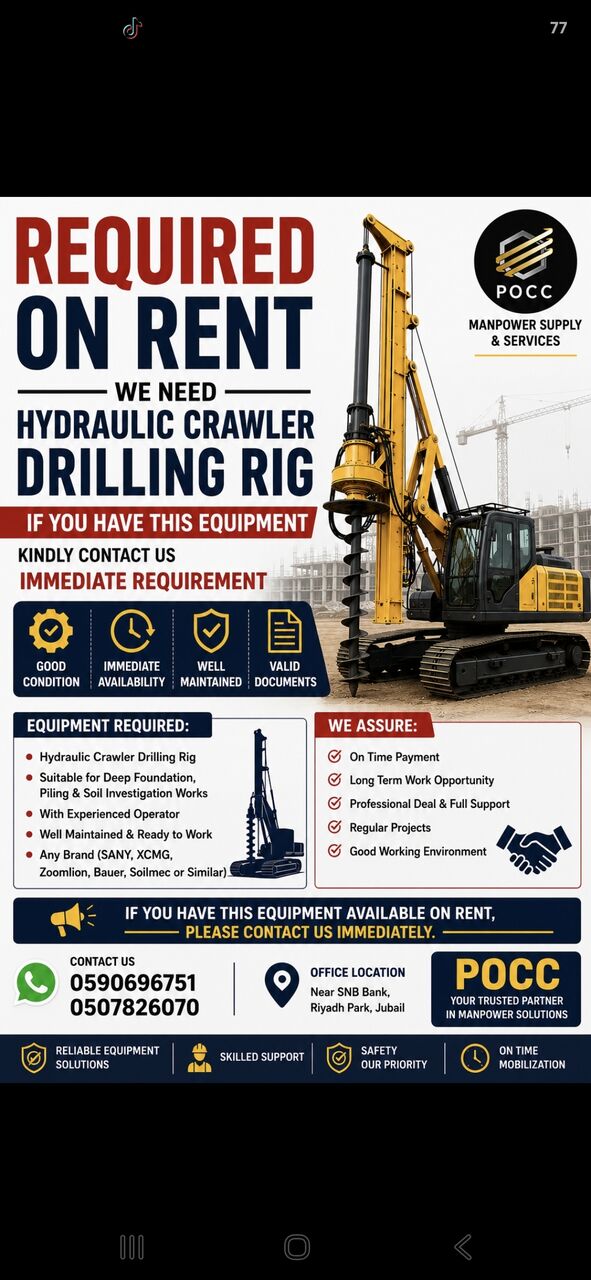 Jubail, Jobs, Hydraulic Crawler Drilling Rig Machine