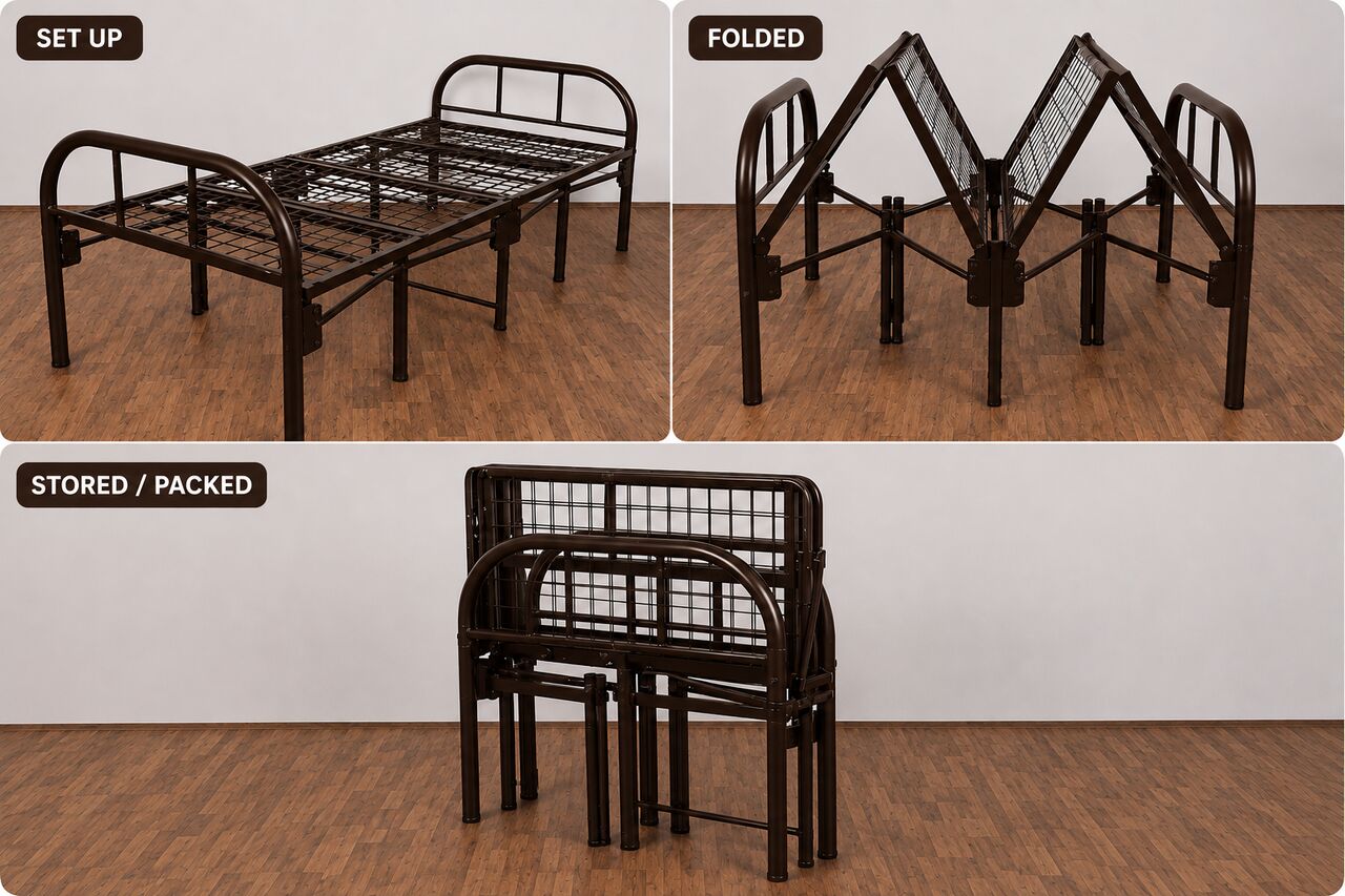 Riyadh, Furniture, SAR 80,  Folding Portable Single Bed Frame (Cot) -Urgent Sale