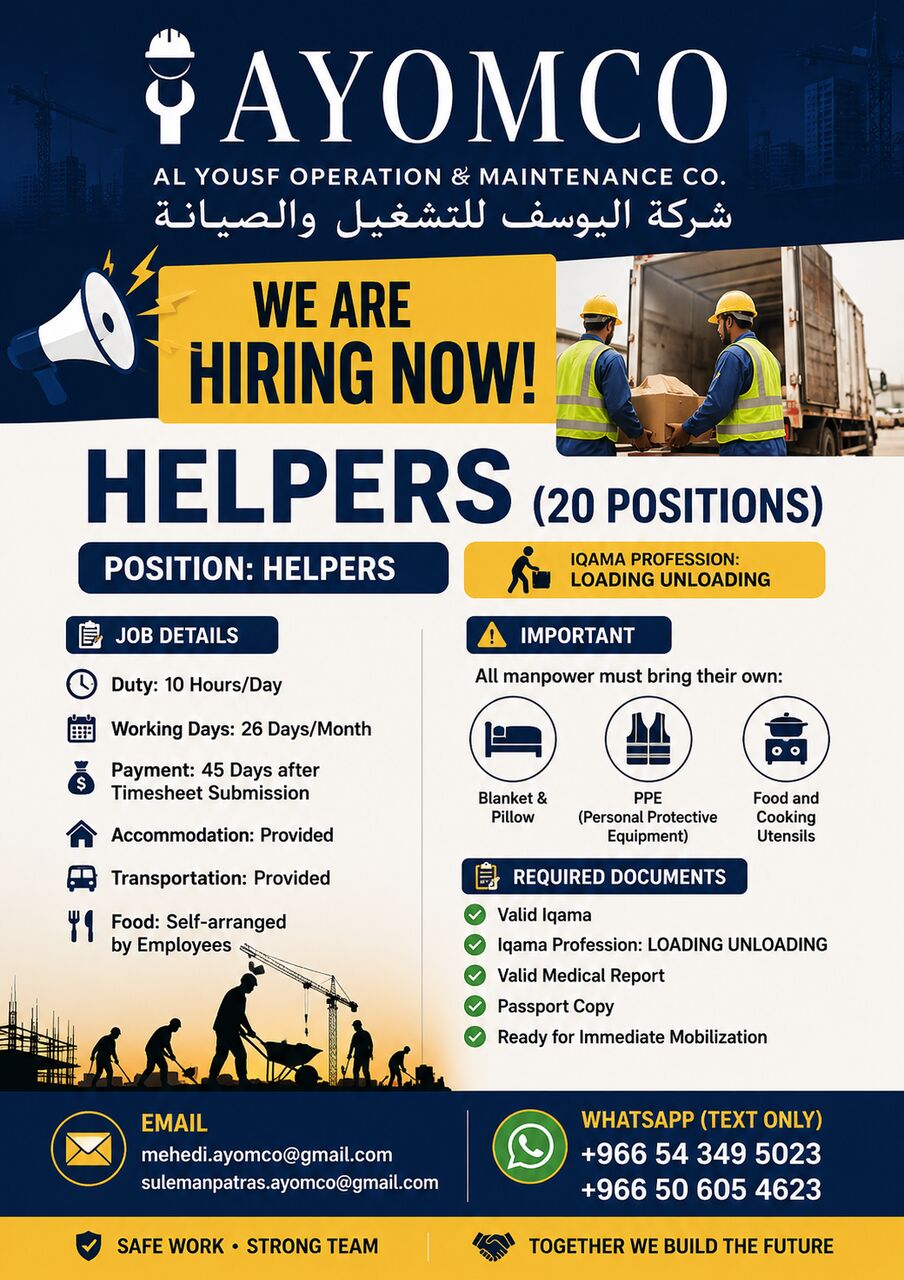 Riyadh, Jobs, Helpers