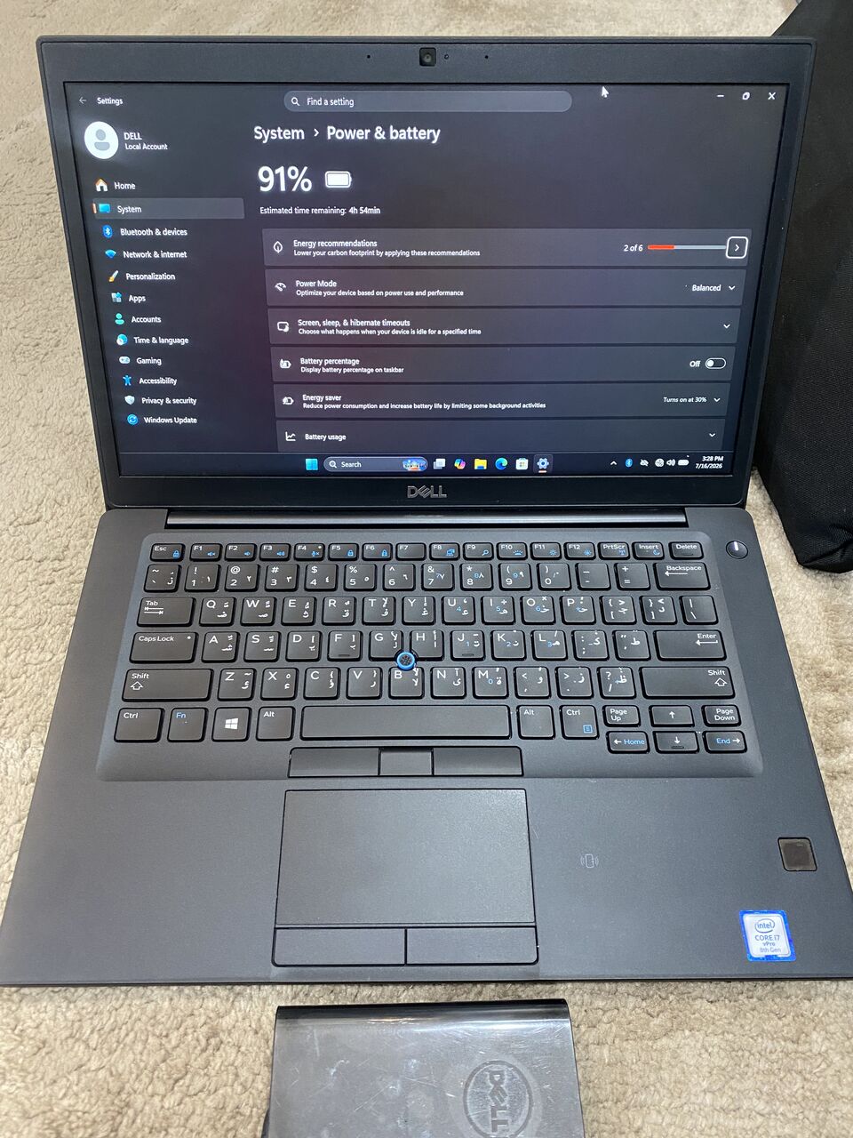 Riyadh, Computers, SAR 800,  Dell 7490 ,Core I7-8th Generation, SSD 256GB, Ram 12GB