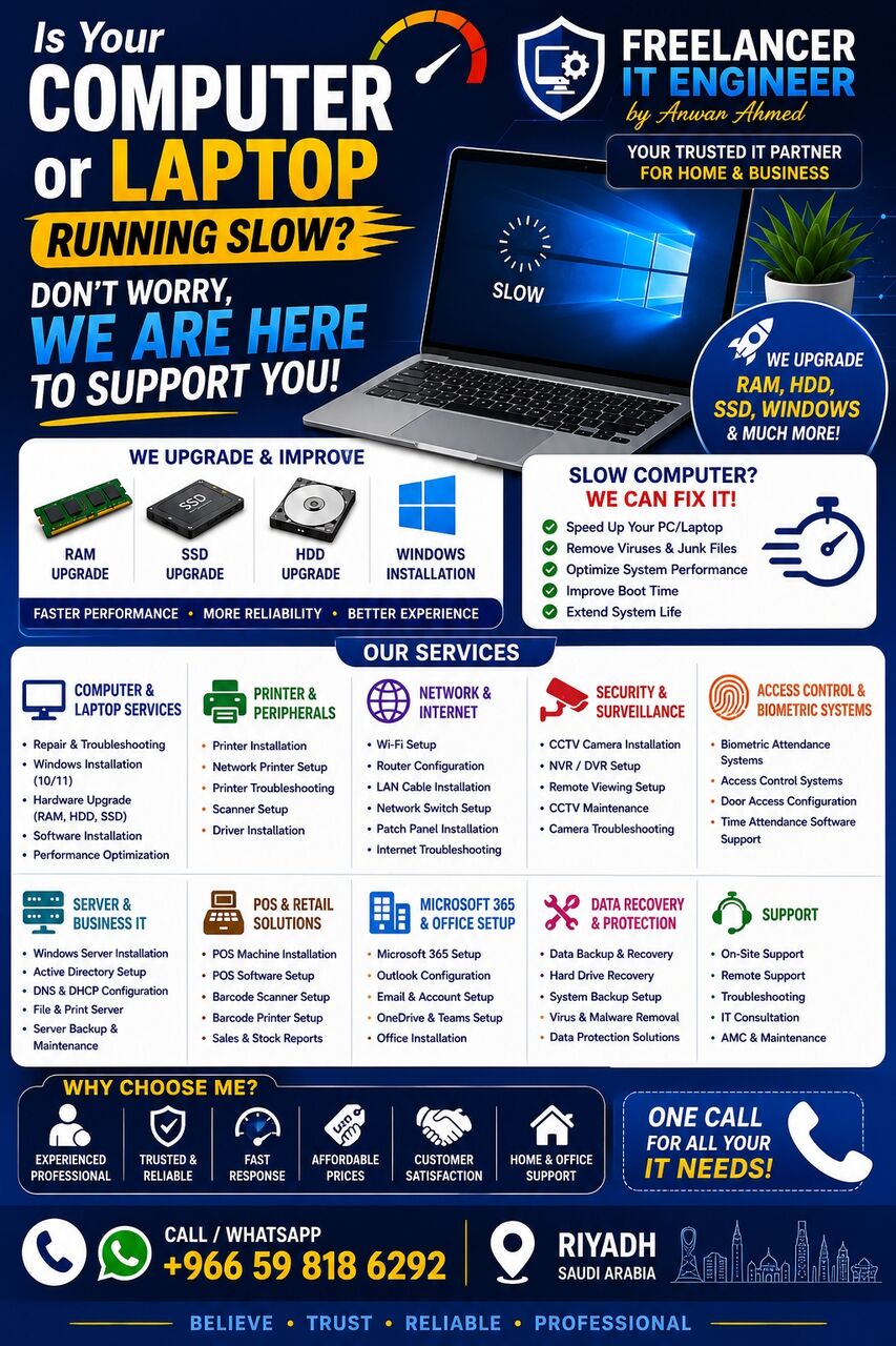 Riyadh, Beautician, Is Your Computer Or Laptop Running Slow?