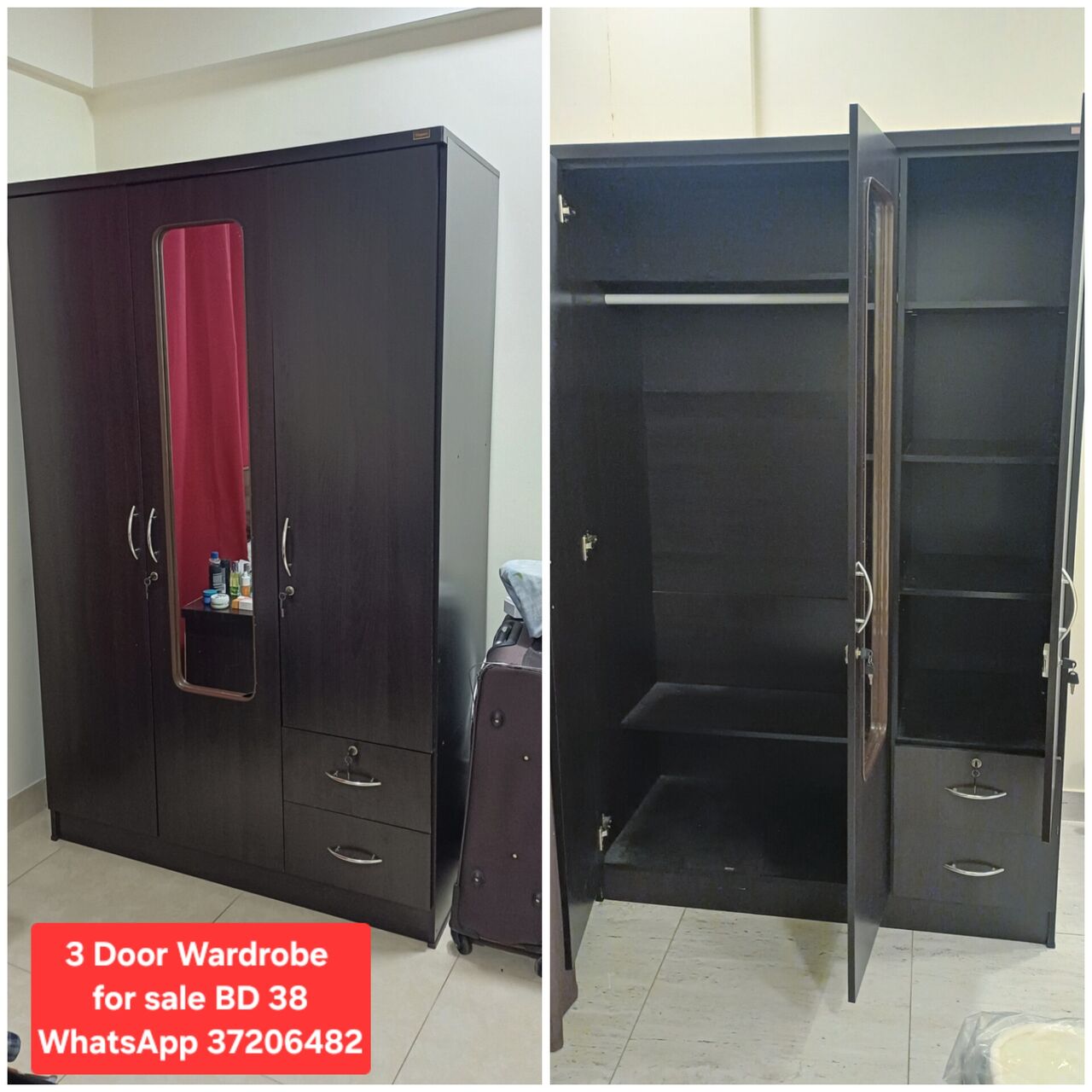 Manama, Furniture, BHD 38,  ✅️ Cupboard 3 Door For Sale In Good Condition With Delivery