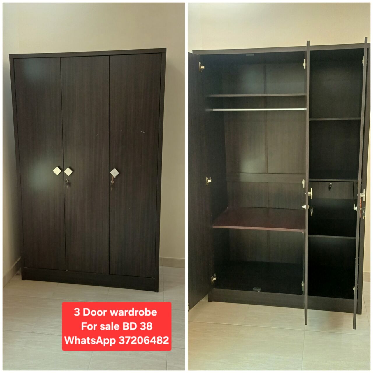 Manama, Furniture, BHD 38,  ✅️ 3 Door Wardrobe 4 Sale In Good Condition With Delivery