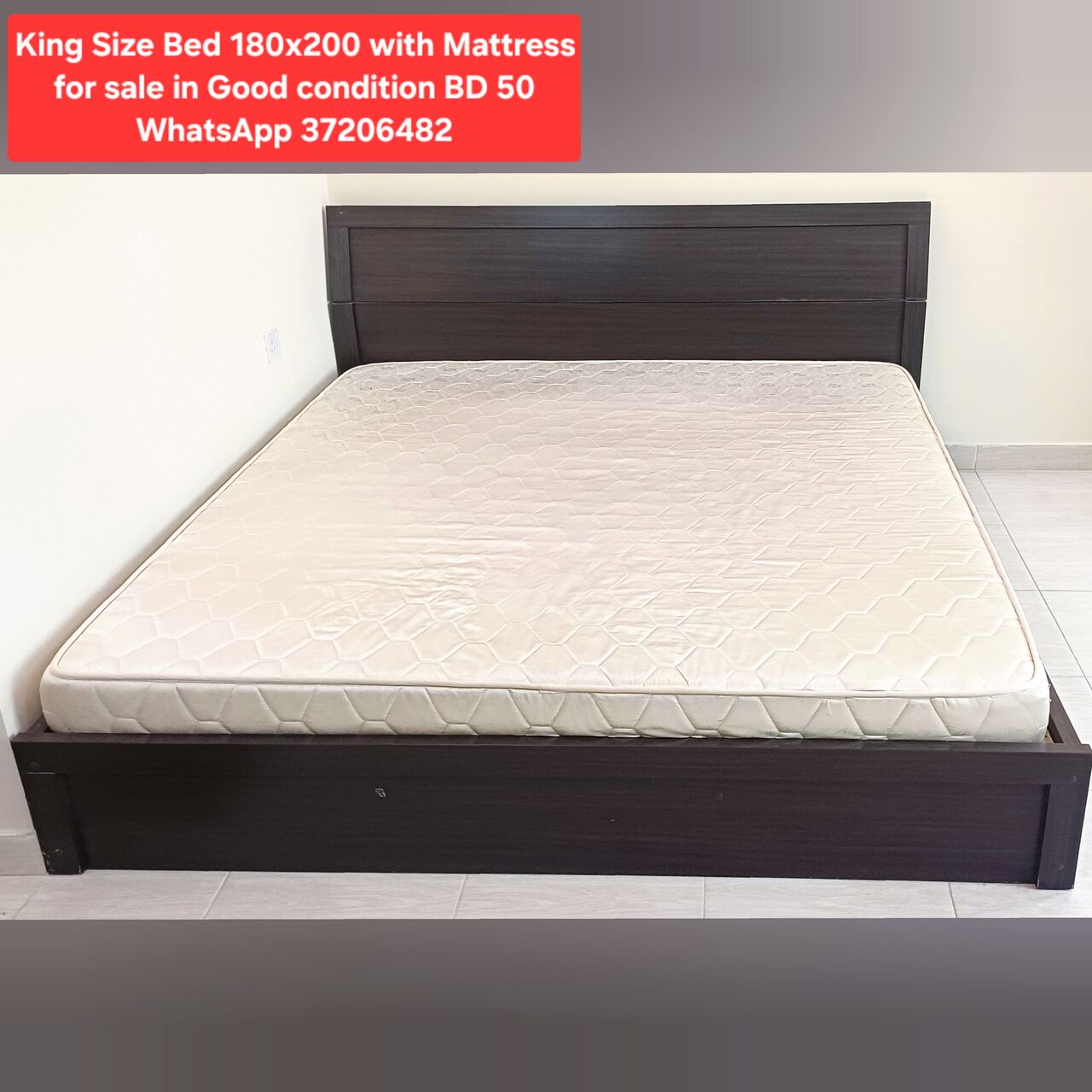 Manama, Furniture, BHD 50,  ✅️ King Size Bed With Mattress 4 Sale In Good Condition With Delivery