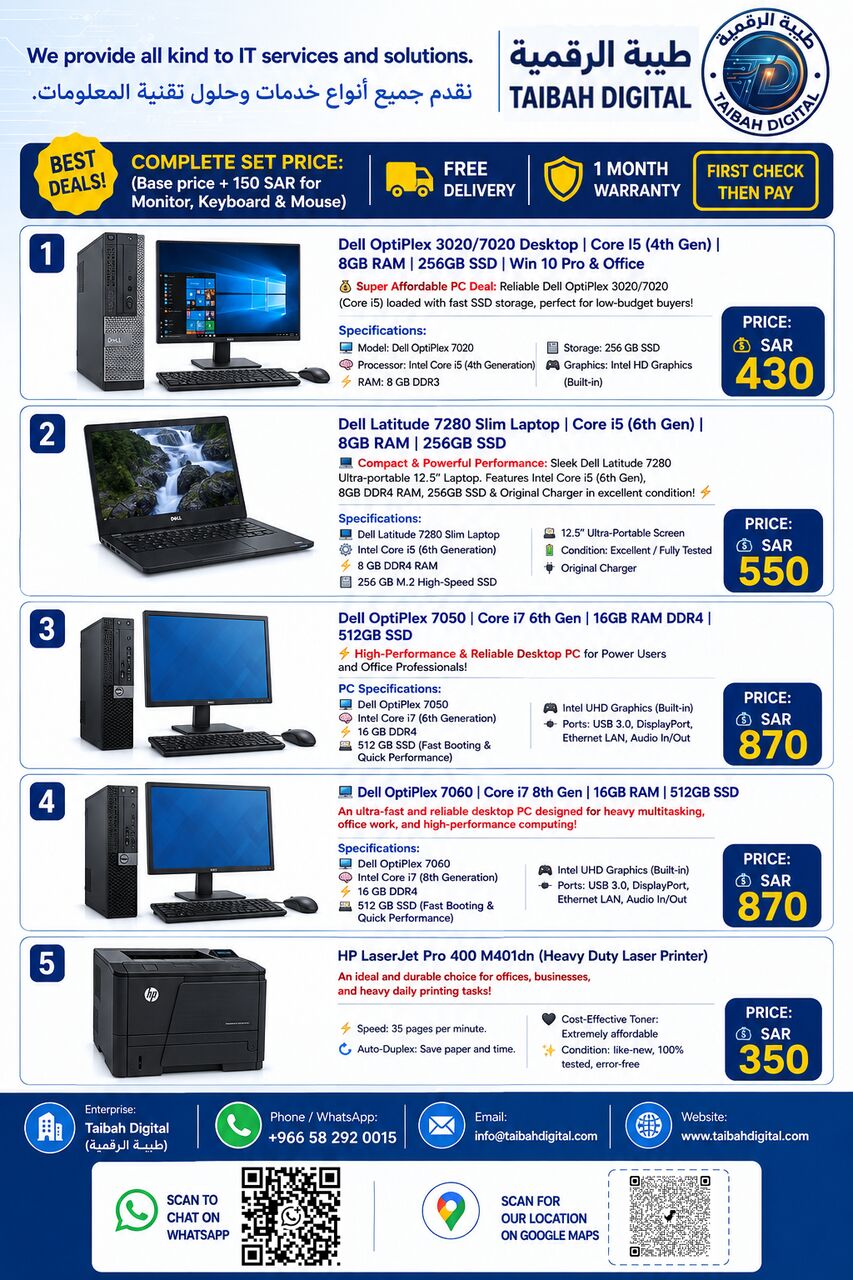 Riyadh, Computers, SAR 430,  Durable HP ProDesk 600G1 / 400G1 | Core I5 (4th Gen) | 8GB RAM | 256GB SSD | Riyadh