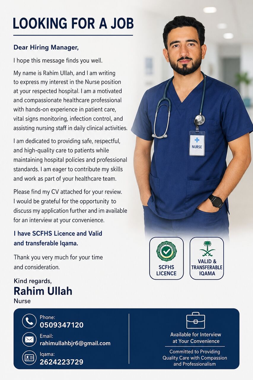 Riyadh, Job Seekers, Nurse Technician