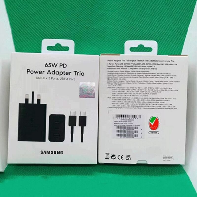 Manama, Mobile Phones, BHD 7,  Samsung 65W PD Power Adapter Trio Featuring Three Ports Total: Two USB-C And One USB-A