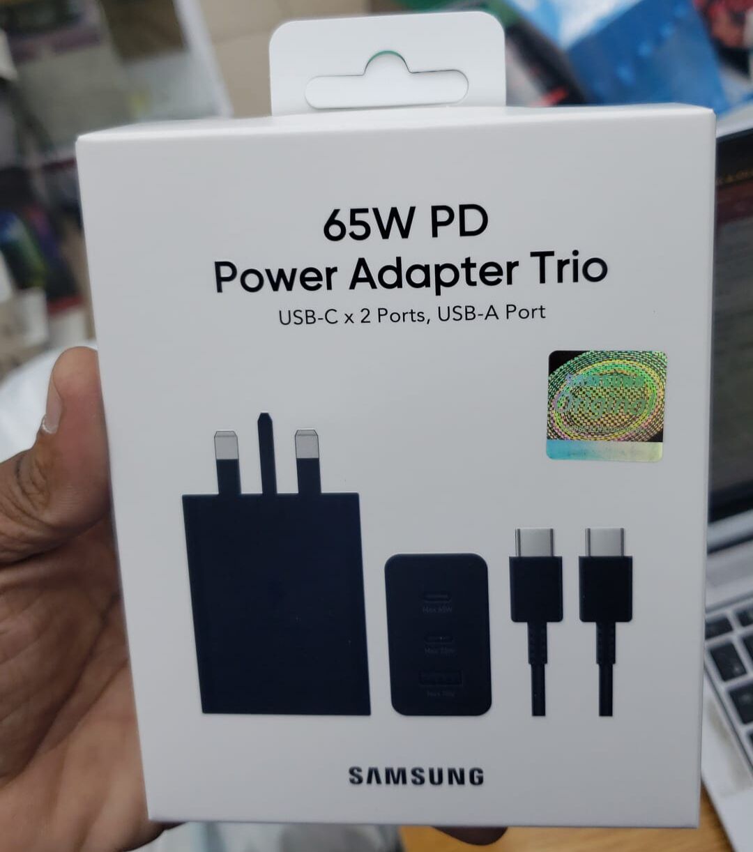 Manama, Mobile Phones, BHD 7,  Samsung 65W PD Power Adapter Trio Featuring Three Ports Total: Two USB-C And One USB-A