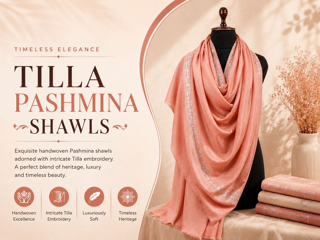 Mumbai, Clothing & Accessories, INR 63,  Handwoven Tilla Pashmina Shawls Online | Pashmina Vogue
