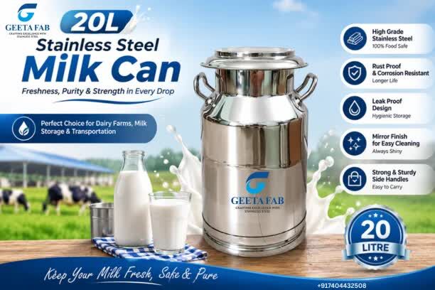 Haryana, Food, 20 Liters Stainless Steel Milk Can