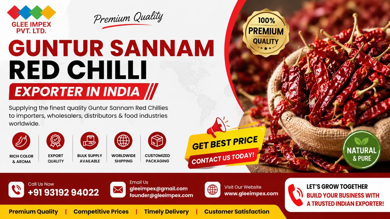 New Delhi, Businesses For Sale, Guntur Sannam Red Chilli Exporter In India | GLEE IMPEX