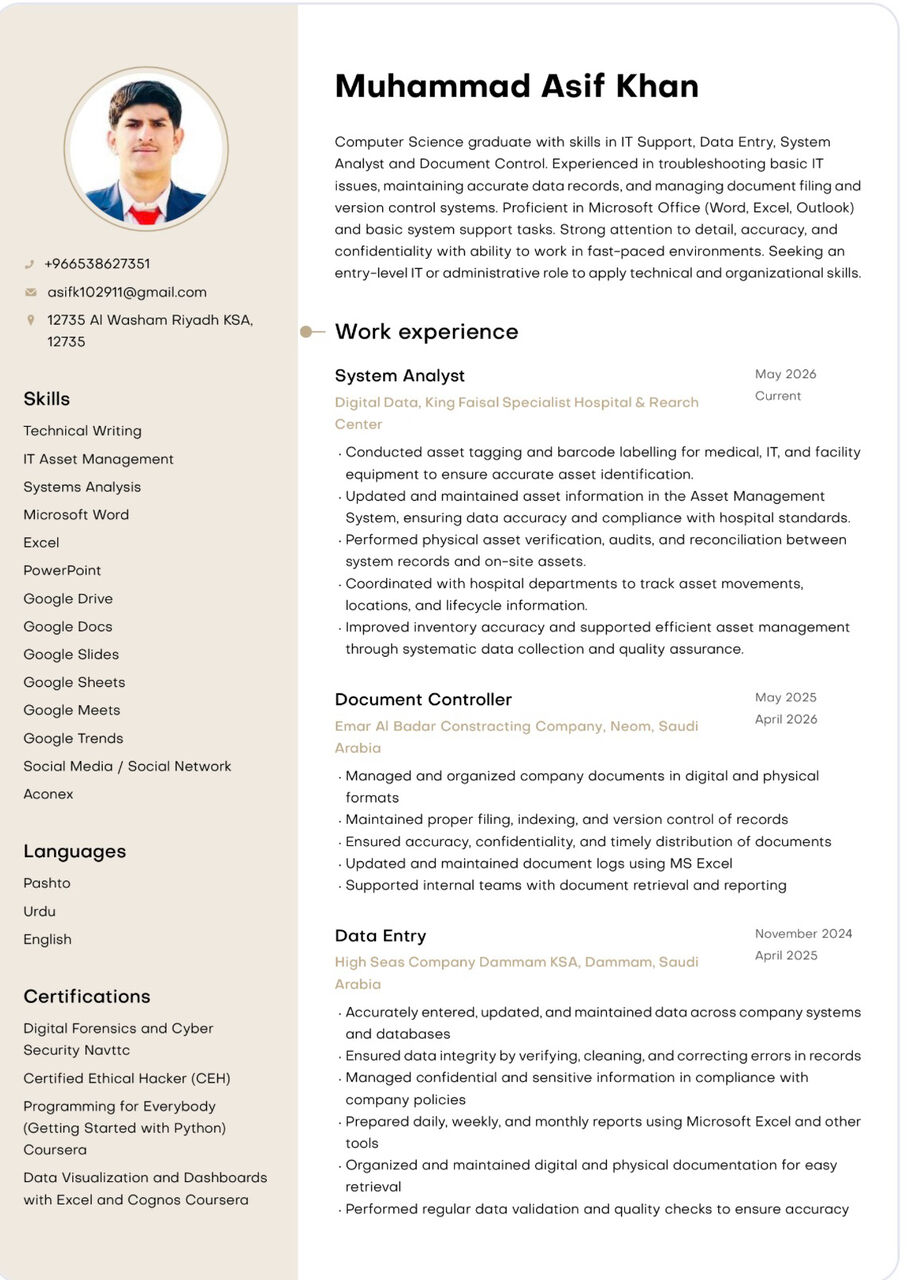 Riyadh, Job Seekers, DOCUMENT CONTROLLER / IT SUPPORT