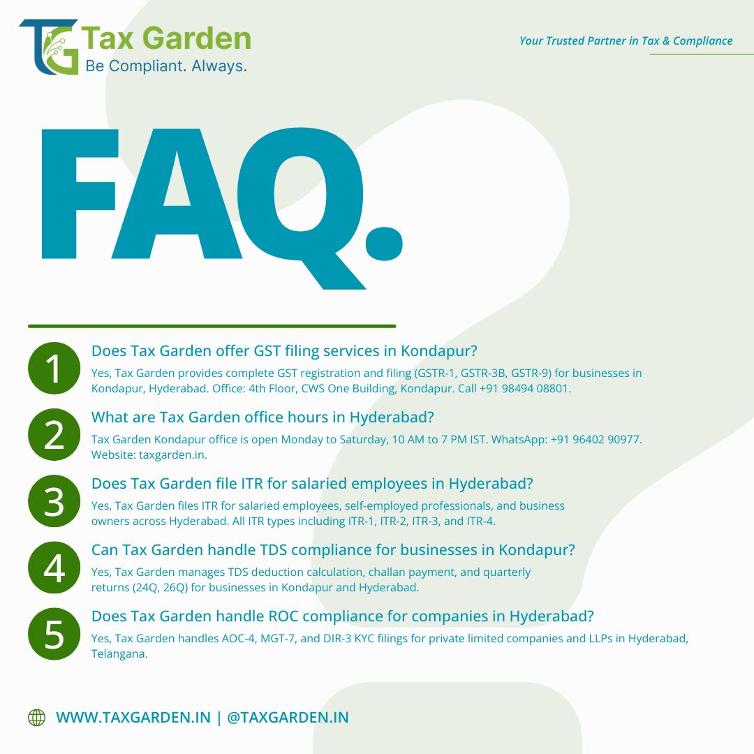 Hyderabad, Tax Preparation, GST Registration, ITR Filing, Company Registration & Tax Services | Tax Garden