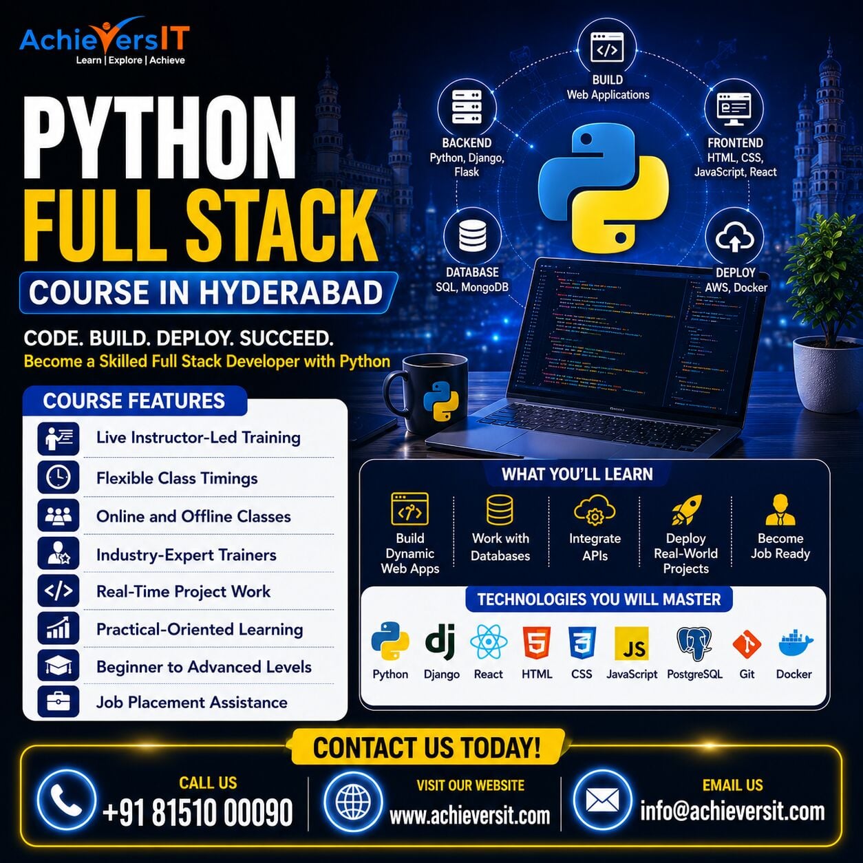 Hyderabad, Business, Python Full Stack Course Training In Hyderabad - AchieversIT