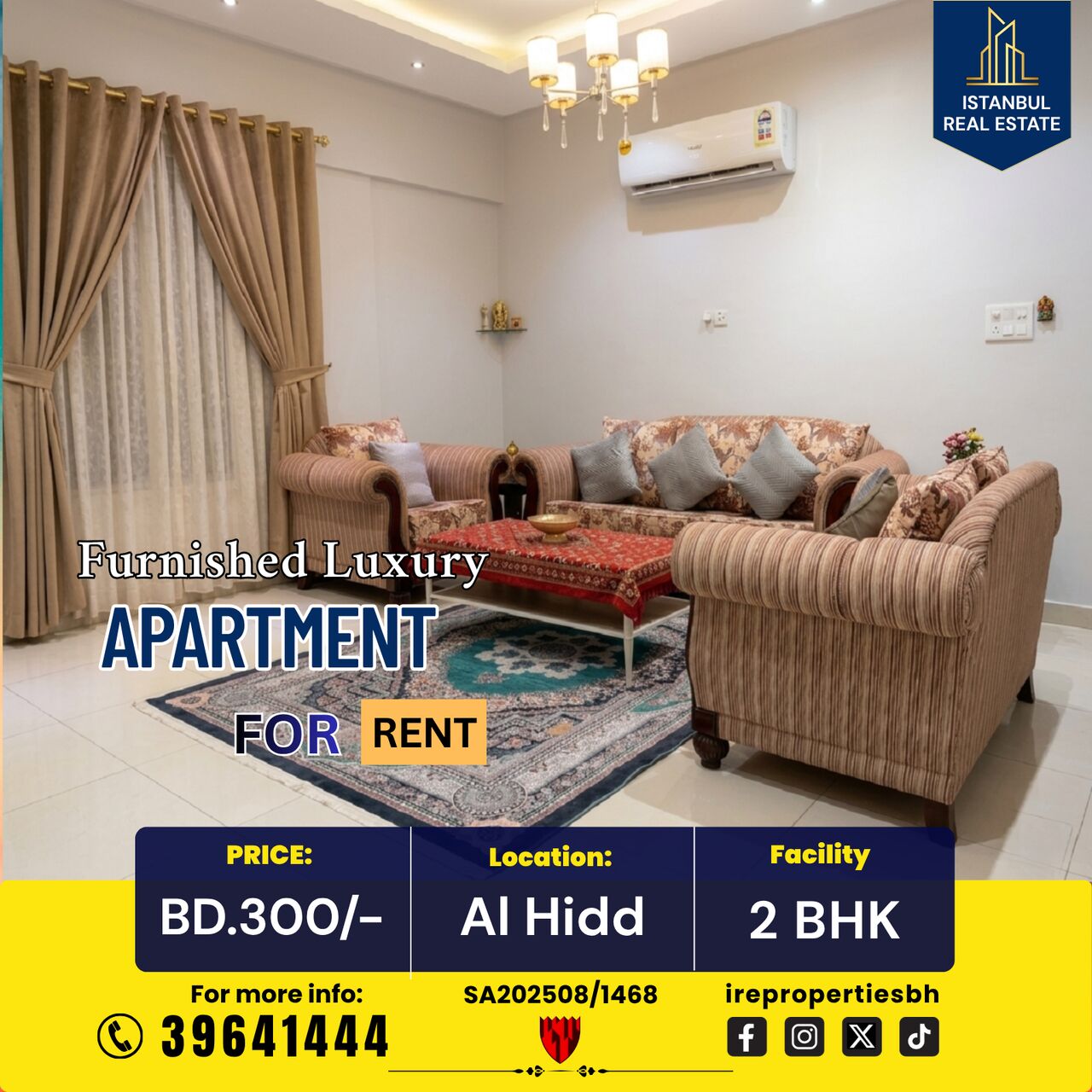 Hidd, Apartments, Flats, Houses & Villas, BHD 300/month,  Furnished,  115 Sq. Meter,  Furnished 2 BHK Luxury Apartment For Rent In Hidd BD.300/- With EWA