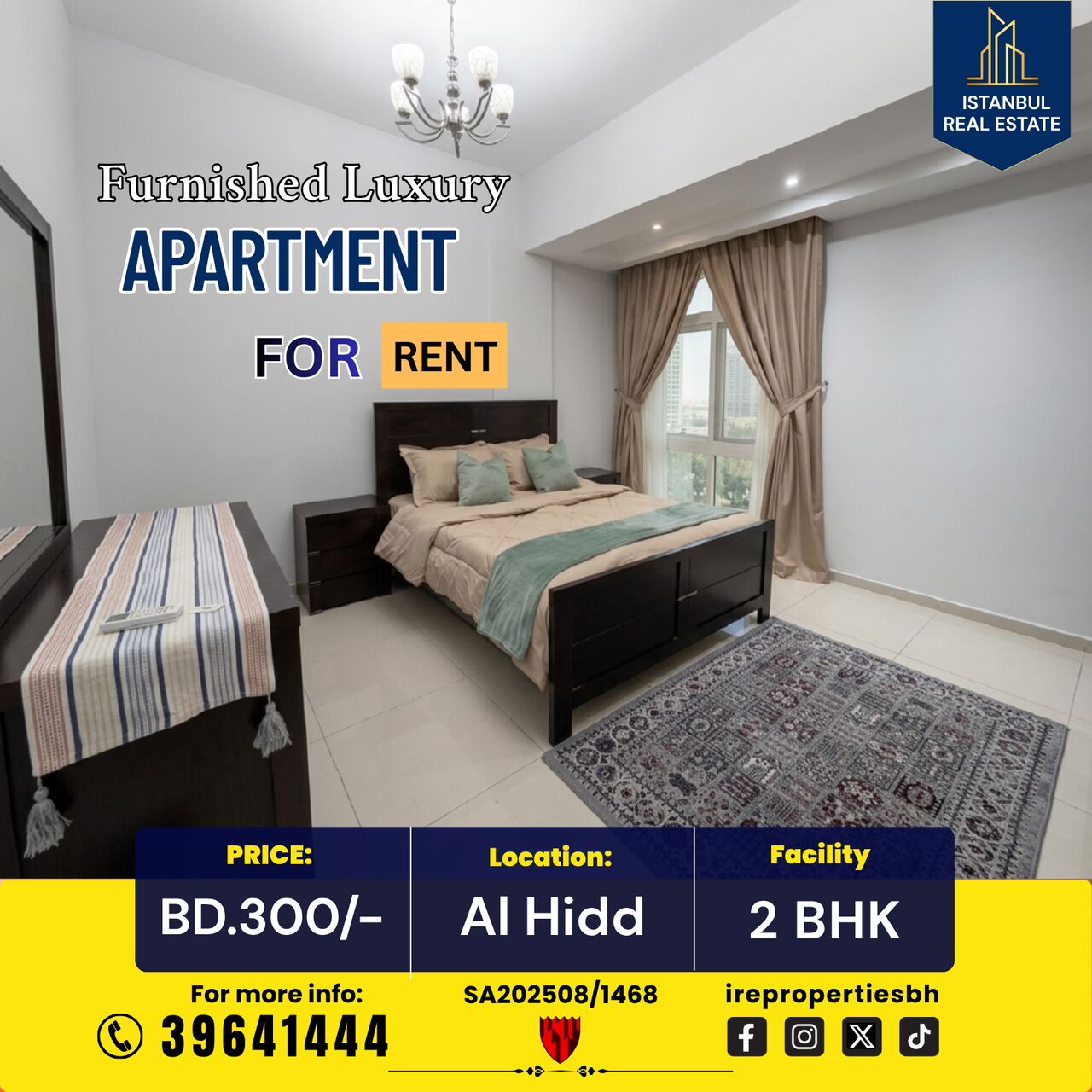Hidd, Apartments, Flats, Houses & Villas, BHD 300/month,  Furnished,  115 Sq. Meter,  Furnished 2 BHK Luxury Apartment For Rent In Hidd BD.300/- With EWA
