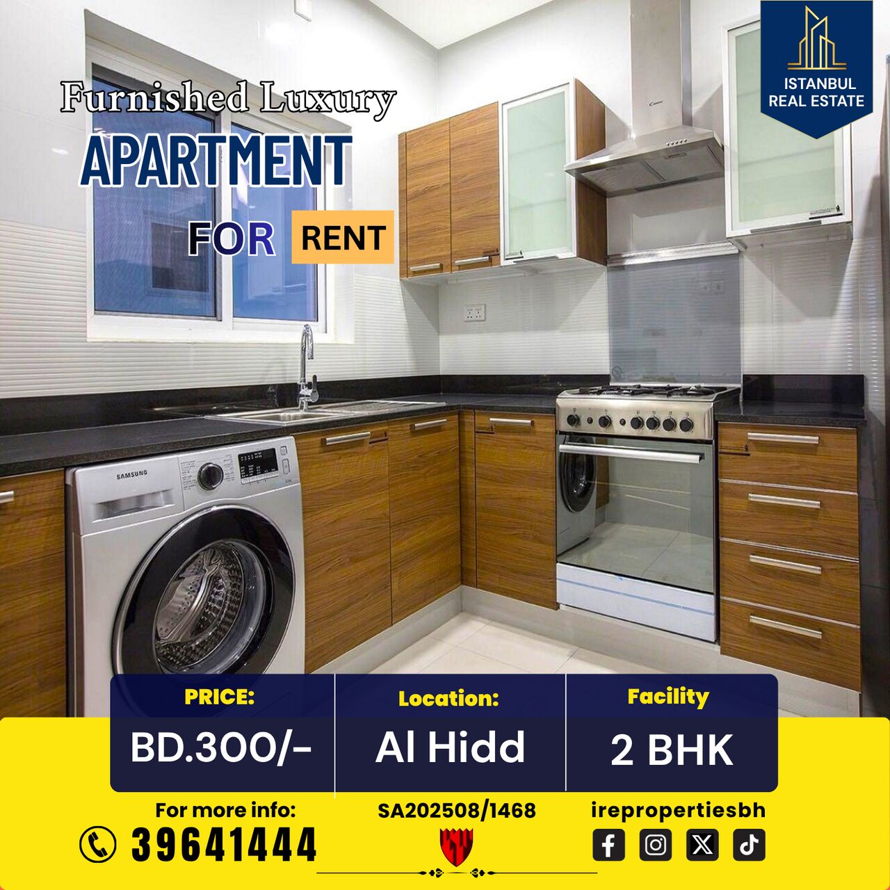 Hidd, Apartments, Flats, Houses & Villas, BHD 300/month,  Furnished,  115 Sq. Meter,  Furnished 2 BHK Luxury Apartment For Rent In Hidd BD.300/- With EWA