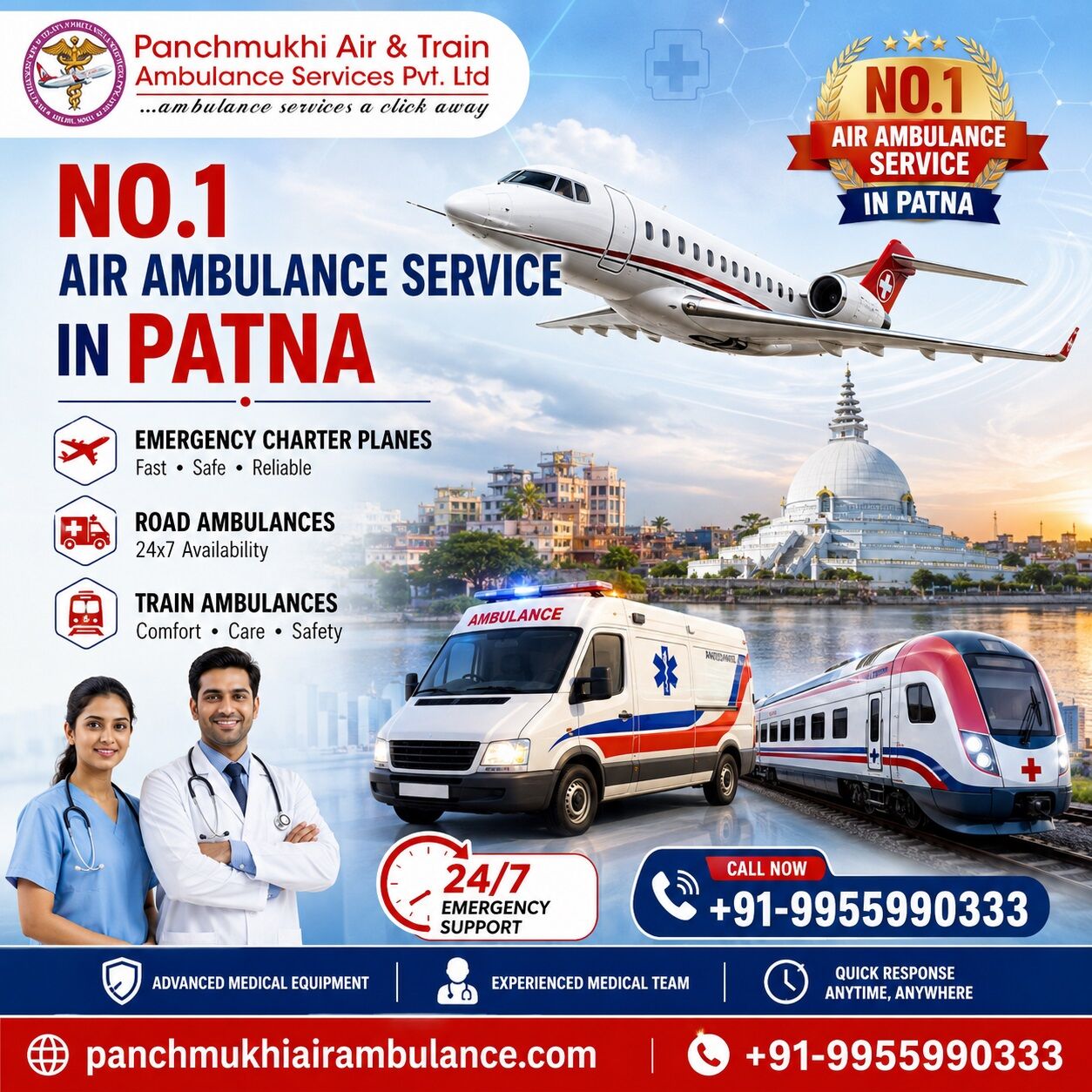 Mumbai, Health, Panchmukhi Air Ambulance In Patna- Continuous Safety And Care