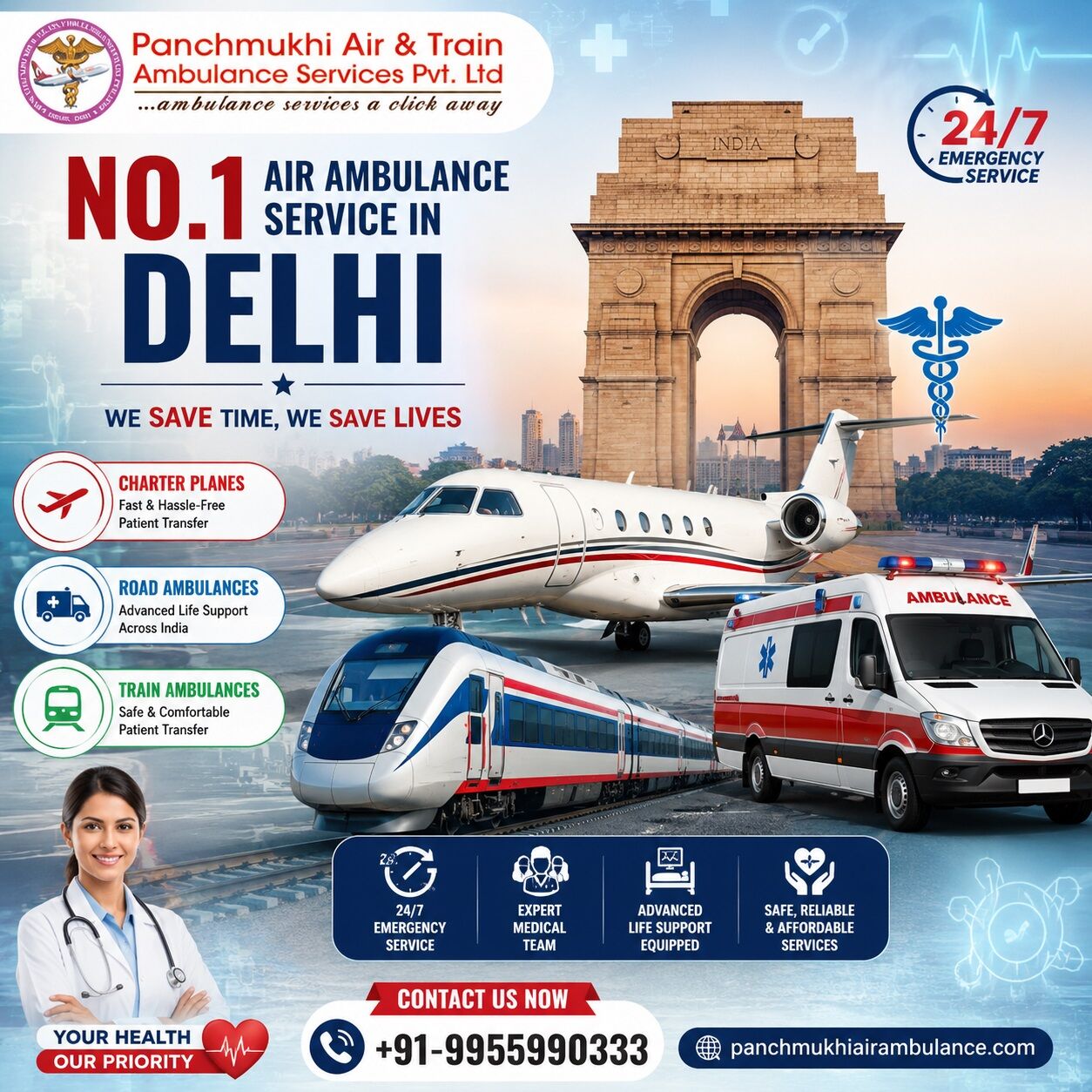 New Delhi, Health, Panchmukhi ICU Air Ambulance In Delhi- Rapid Air Rescue With Advanced Care