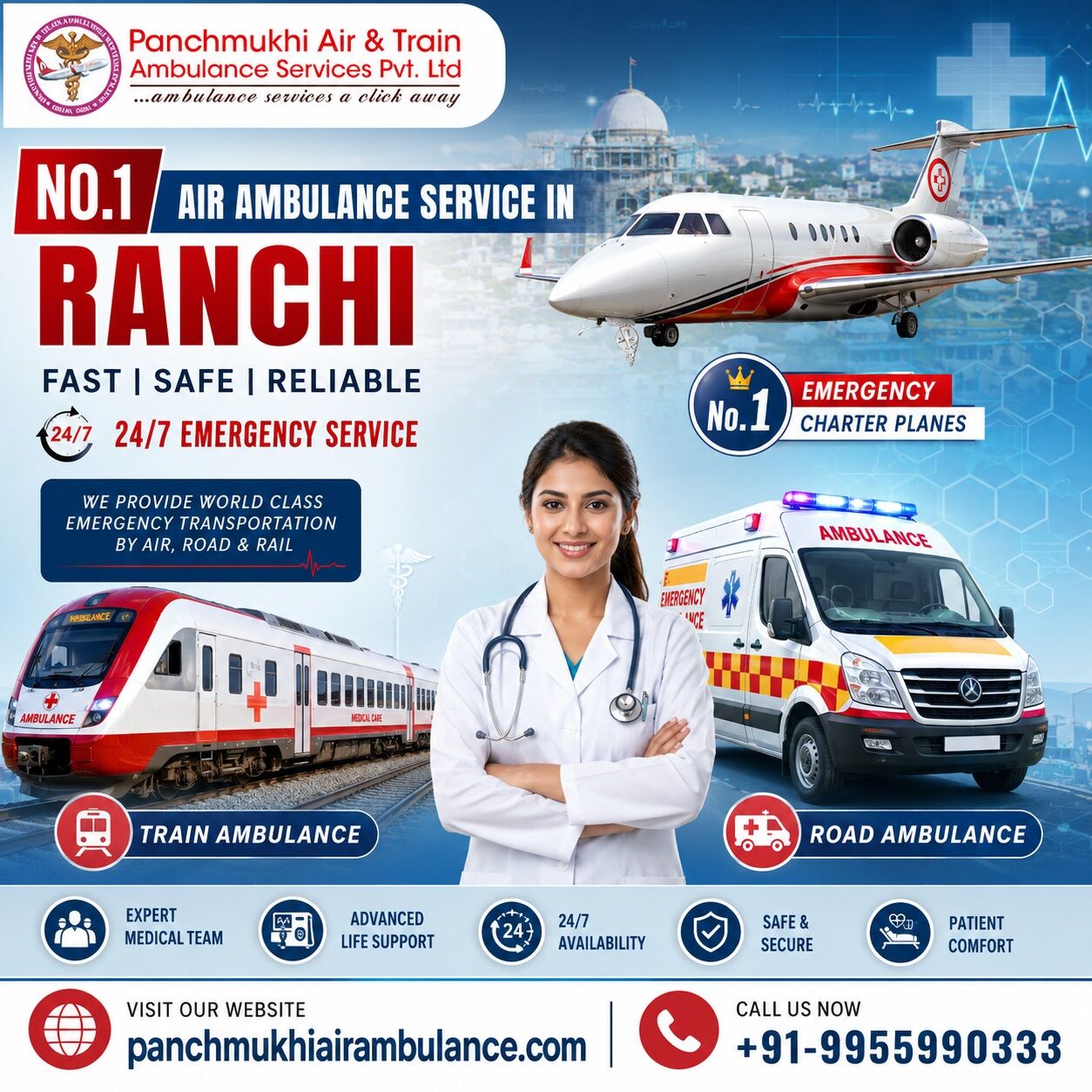 Ranchi, Health, Panchmukhi Hi Tech Air Ambulance In Ranchi- Swift Medical Transfer Without Trauma