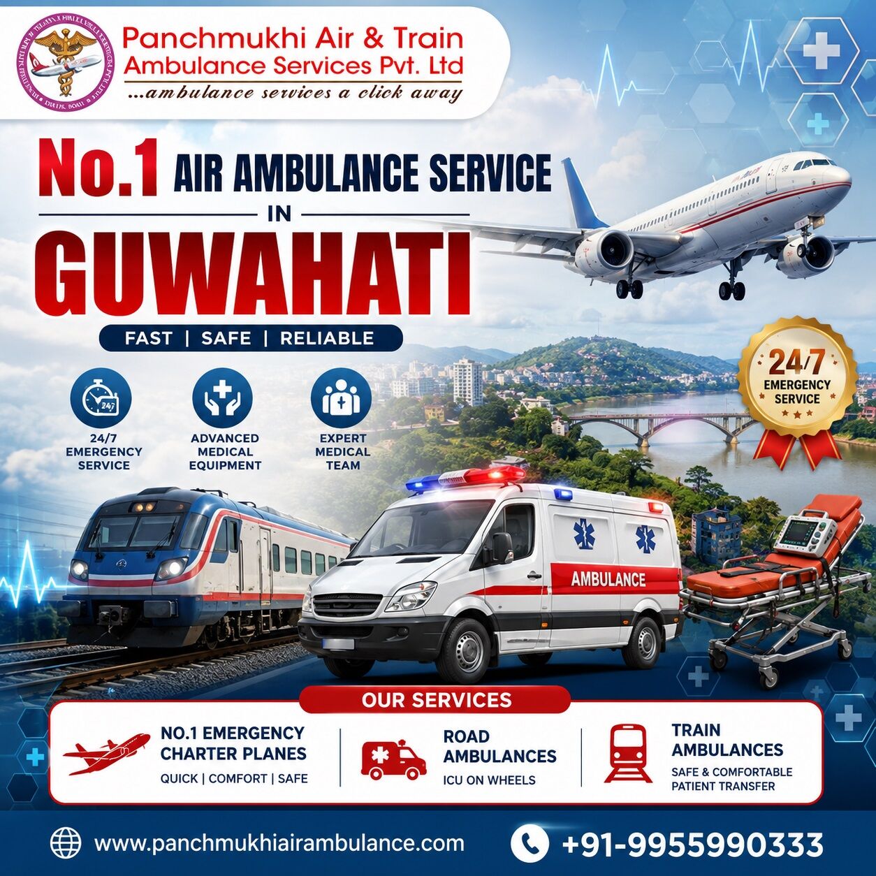 Mumbai, Health, Panchmukhi Air Ambulance In Guwahati- Air ICU Service For A Safer Journey