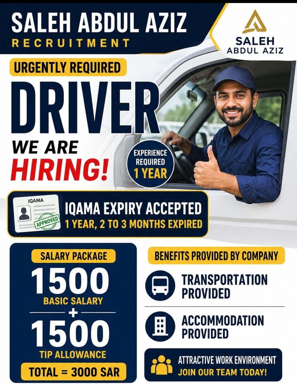 Riyadh, Jobs, Light Driver And Havey Driver Need