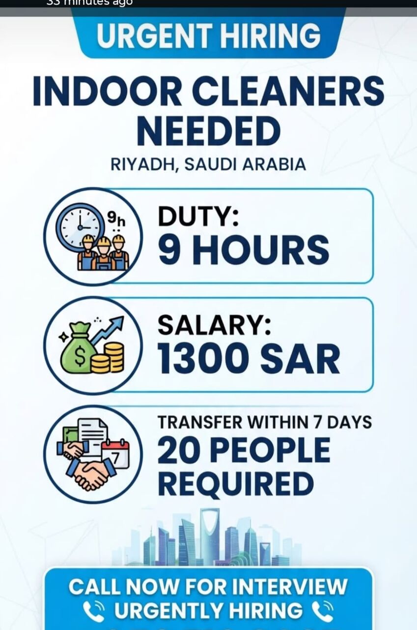Riyadh, Jobs, Office Cleanar Job
