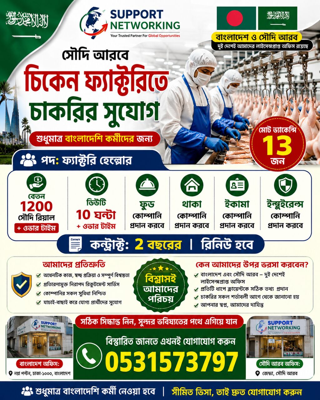 Jeddah, Jobs, চিকেন ফ্যাকটুরির ভিসা, ডিরেক্ট কোম্পানি