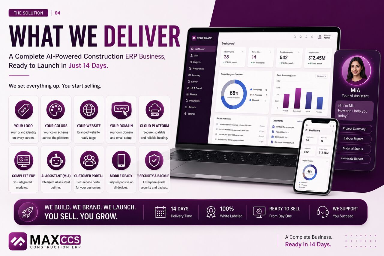 Manama, Businesses For Sale, Launch Your Own AI Construction ERP Company