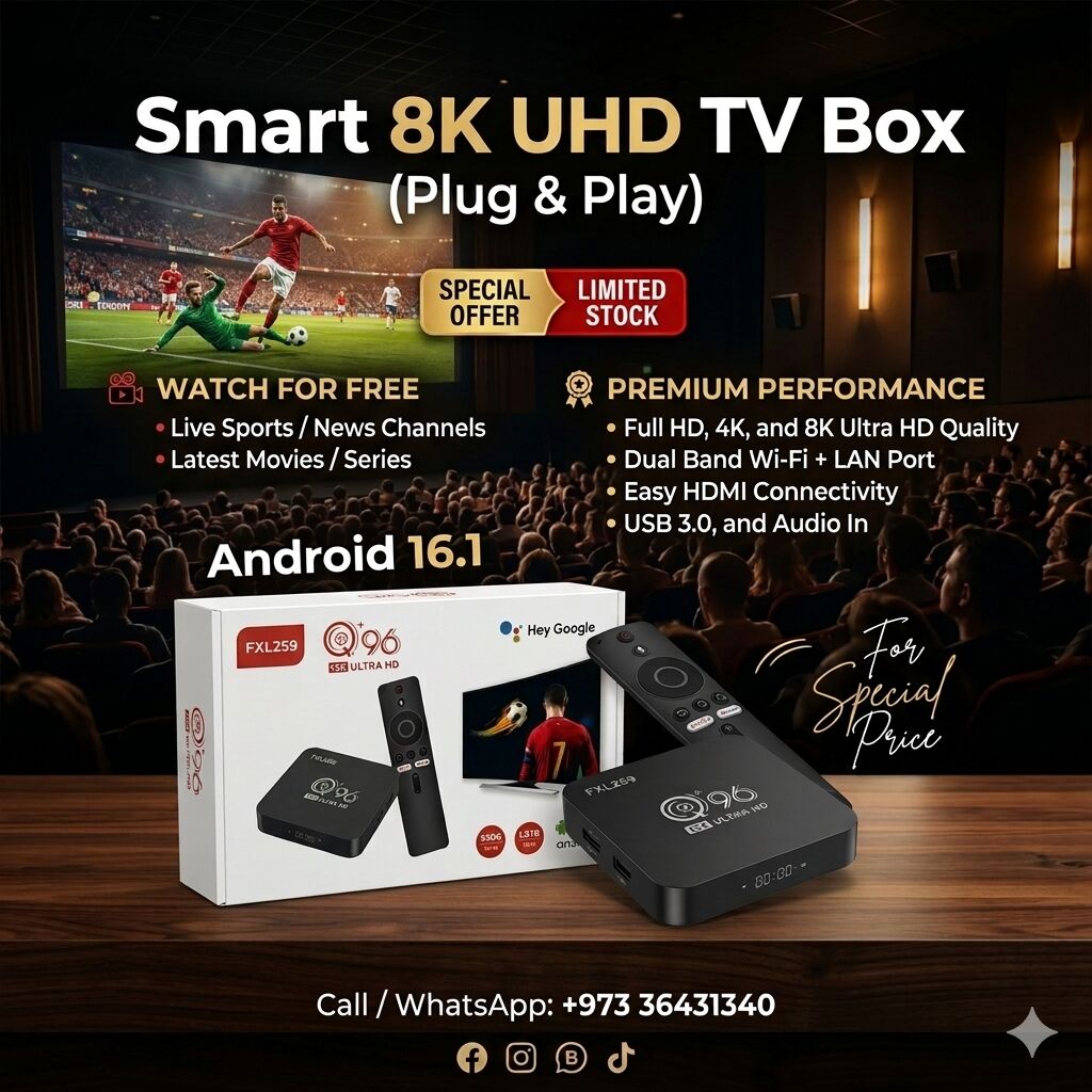 Muharraq, Computers, 8K Smart TV Box 5G With Android 16 Free All News & Sports Channels, Series & Latest Movies