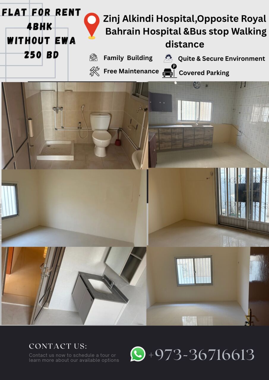 Zinj, Apartments, Flats, Houses & Villas, BHD 260/month,  4 BR,  19 Sq. Meter,  4 BHK Flat For Rent 250 BD Without EWA/zinj Area