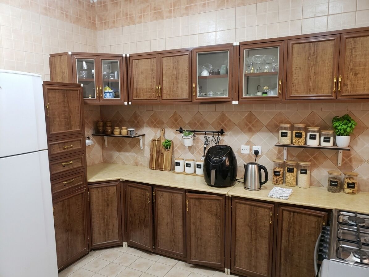 Dhahrat Laban, Household Items, SAR 500,  Wooden Finish Kitchen Cabinets Set With Countertop &ndash; Very Good Condition
