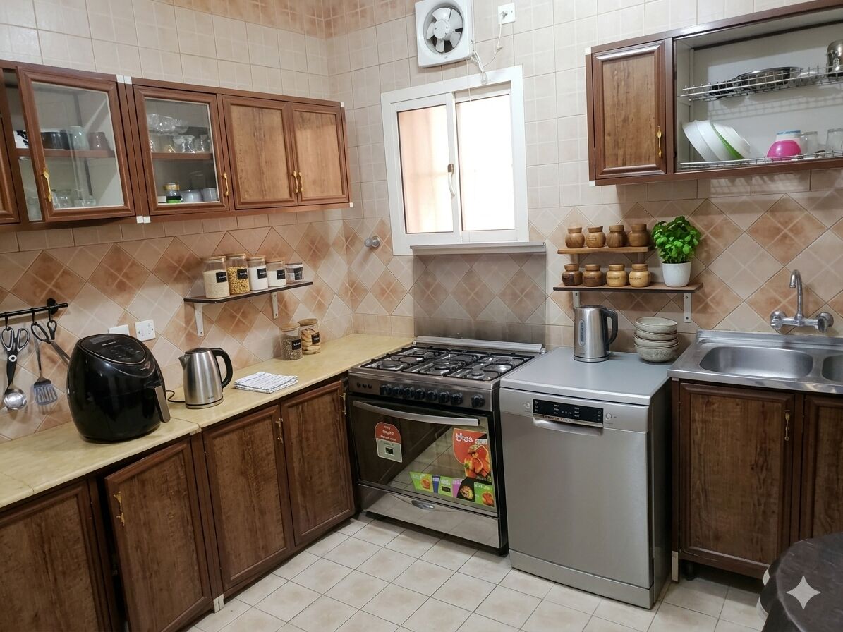 Dhahrat Laban, Household Items, SAR 500,  Wooden Finish Kitchen Cabinets Set With Countertop &ndash; Very Good Condition