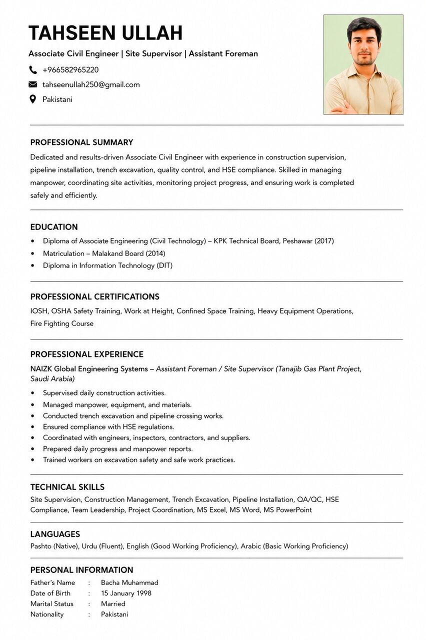 Madinah, Job Seekers, Experienced Civil Site Supervisor / Site Foreman Looking For Job