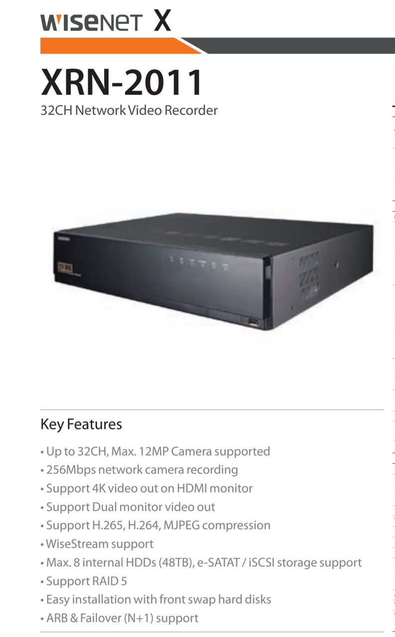 Riyadh, Computers, SAR 2300,  Hanwha Techwin XRN-2011 Professional Business NVR &ndash; Like New