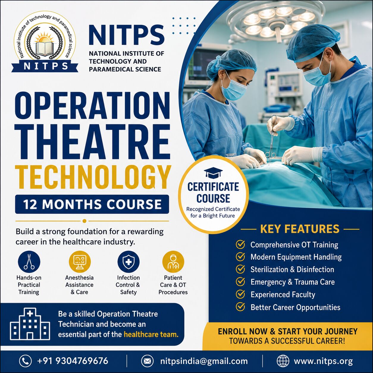 Ghaziabad, Education, Operation Theatre Technology Course Certificate &ndash; 12 Months | NITPS