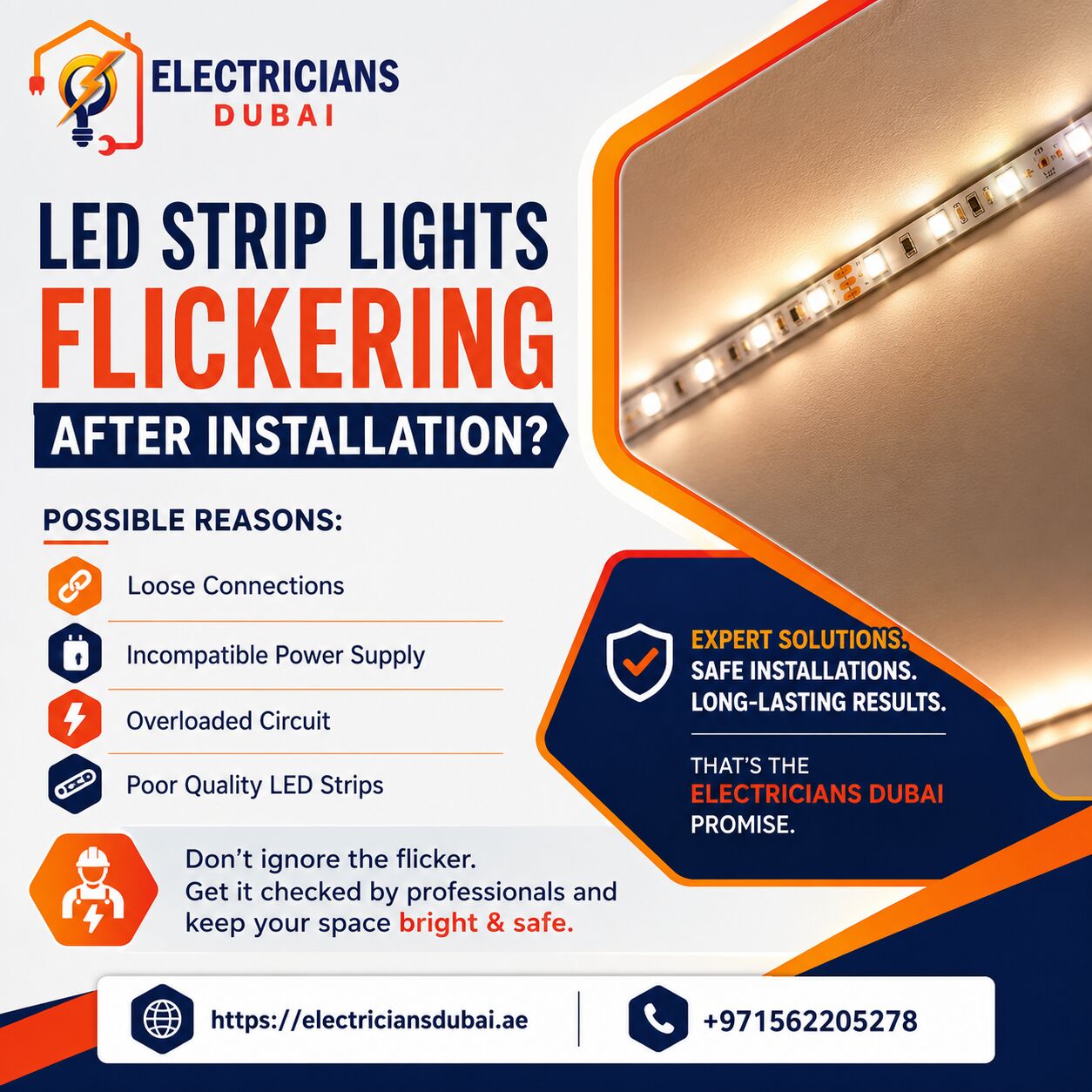 Dubai, Technical, LED Strip Lights Flickering After Installation?