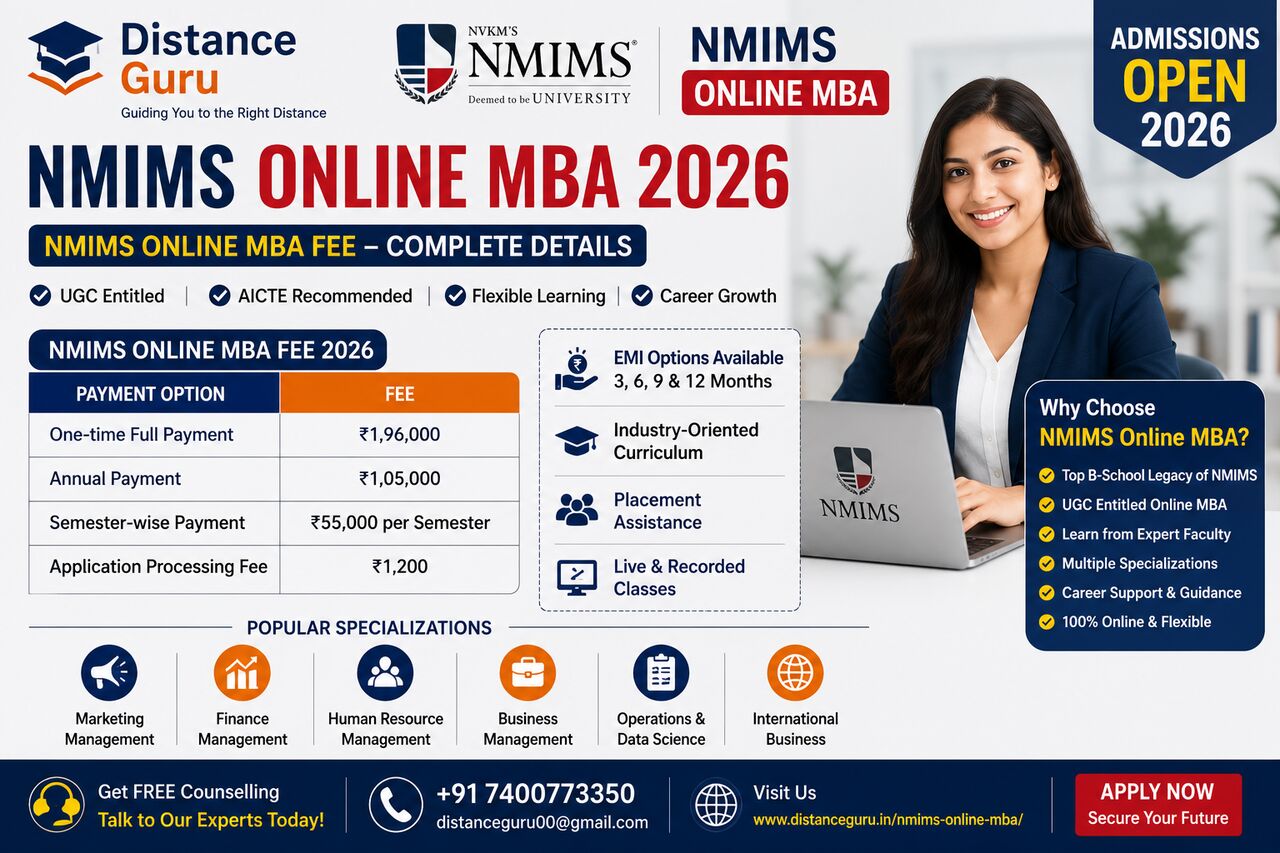 Pune, Education, NMIMS Online MBA 2026: Fees, Eligibility, Admission & Specializations | Distance Guru