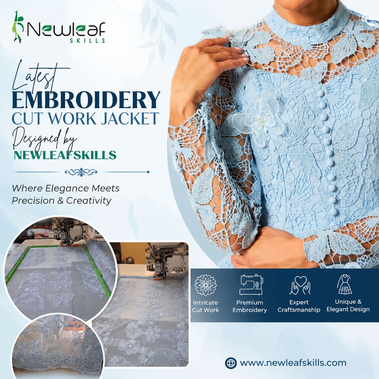 Al Qusais, Fashion & Design, ✨ Latest Embroidery Cut Work Jacket By Newleaf Skills ✨