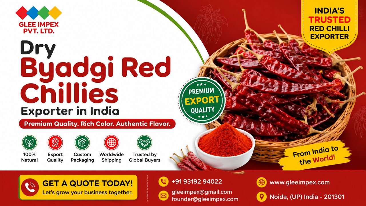New Delhi, Businesses For Sale, Dry Byadgi Red Chillies Exporter In India | Bulk Red Chilli Supplier | GLEE IMPEX
