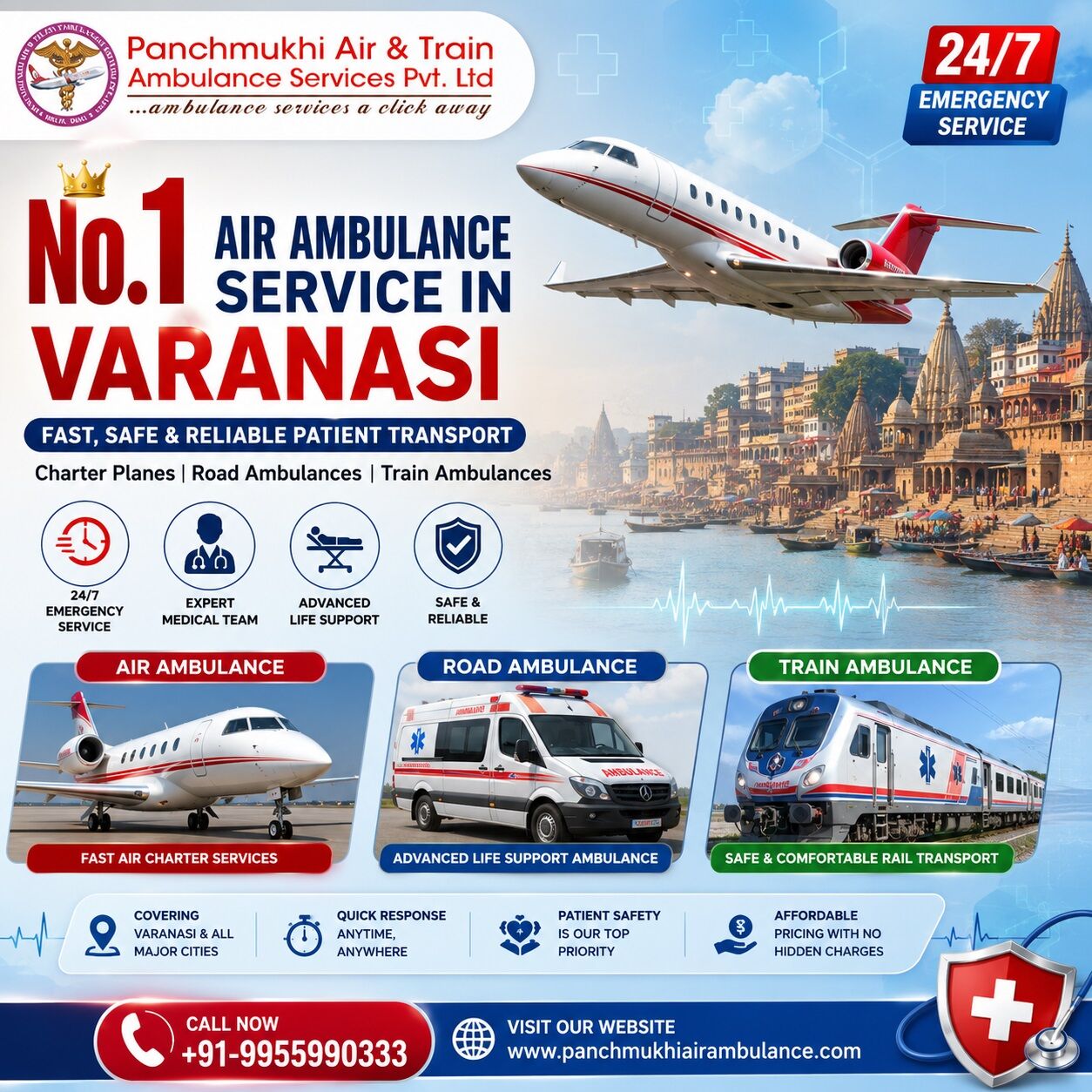 Mumbai, Health, Take Advanced Of Panchmukhi Air Ambulance In Varanasi With Emergency Care