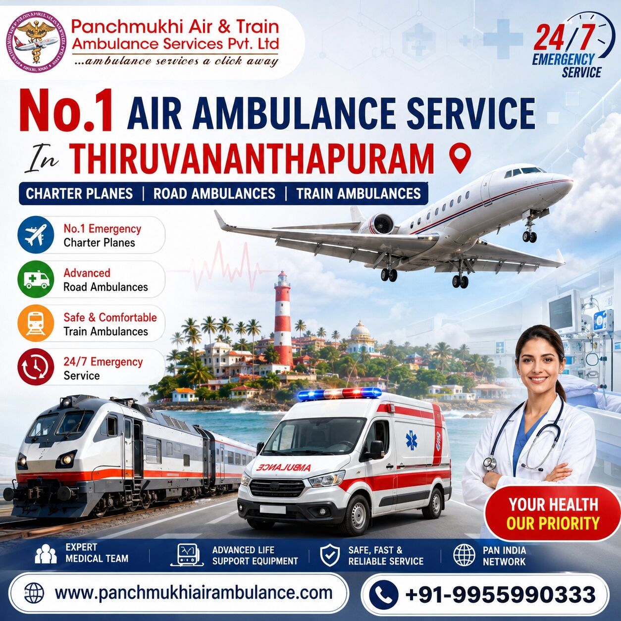 Mumbai, Health, Get Panchmukhi Air Ambulance In Thiruvananthapuram For Advanced Patient Transfer