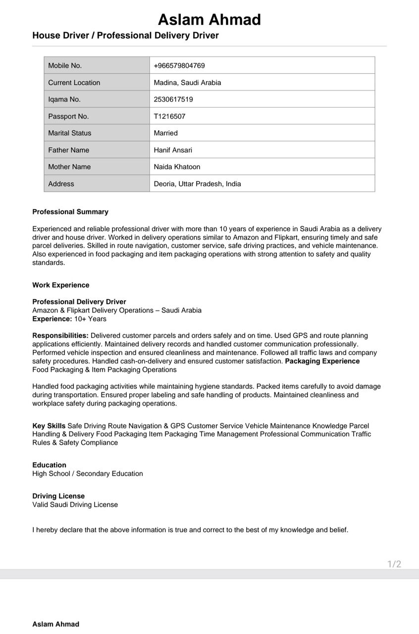 Riyadh, Job Seekers, Light Driver