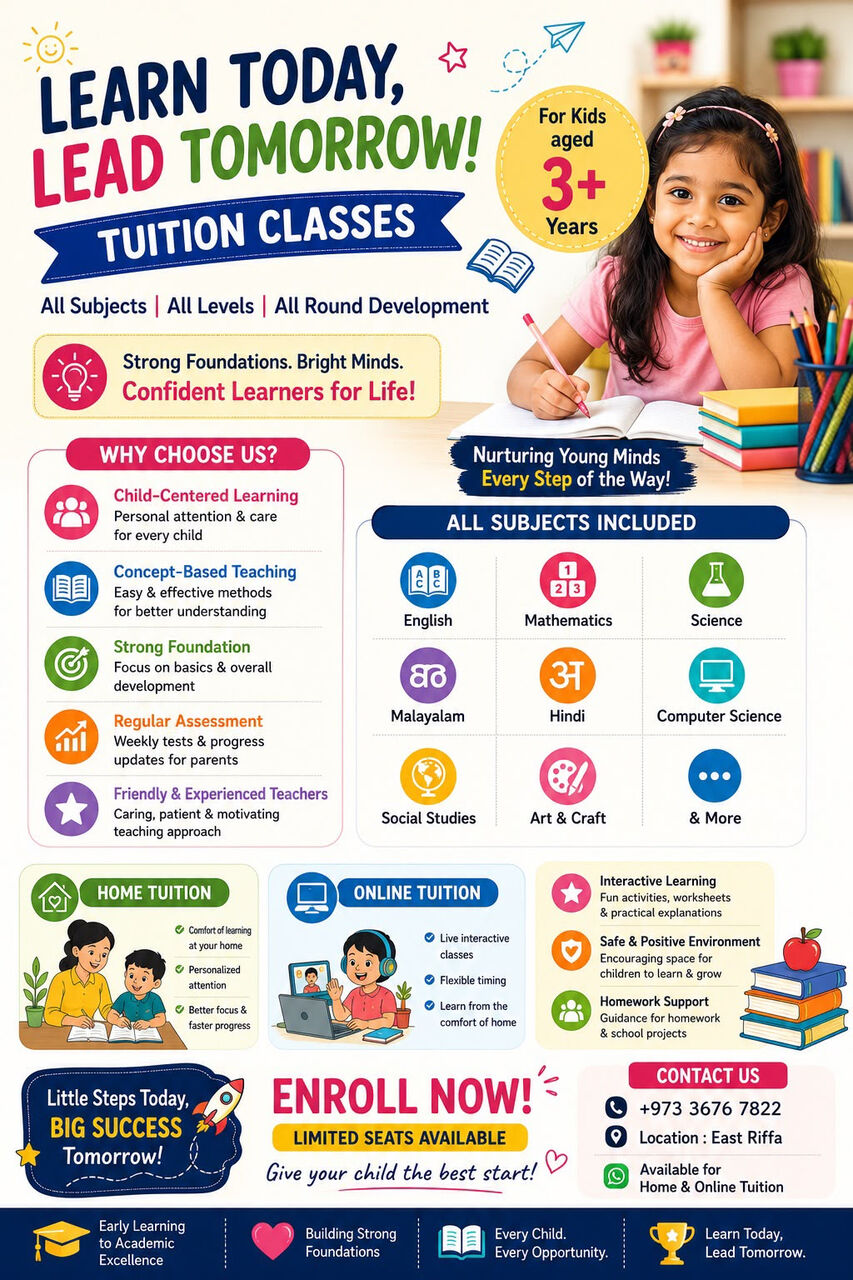 East Riffa, Lessons Offered, Tuition Class East Riffa