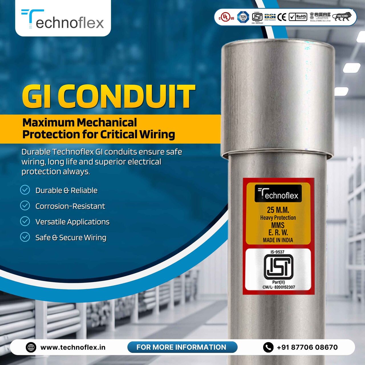Sanabis, Electrical & Plumbing, # GI Conduit By Technoflex &ndash; Durable Galvanized Steel Conduit For Safe & Reliable Electric
