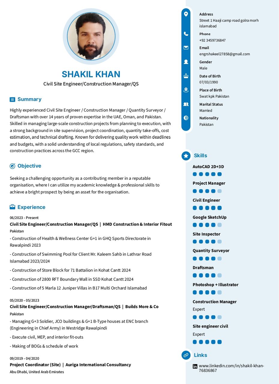 Riyadh, Job Seekers, Site Engineer (civil) /Construction Manager/QS)/Draftsman