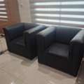 SAR 300,  BLACK LEATHER SOFA