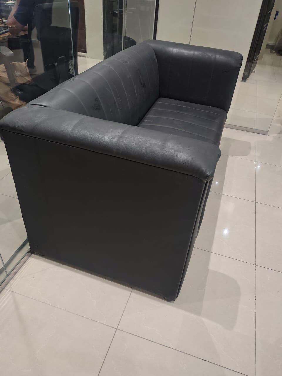 Khobar, Furniture, SAR 300,  BLACK LEATHER SOFA