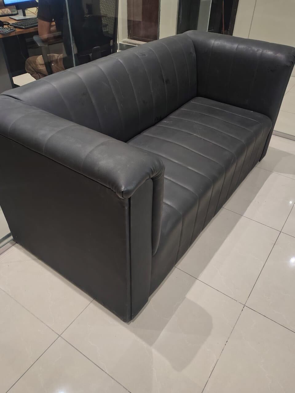 Khobar, Furniture, SAR 300,  BLACK LEATHER SOFA